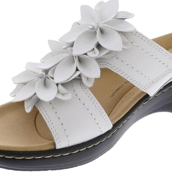 Clarks | Shoes | Clarks Merliah Raelyn Slide Sandal White Leather Size ...